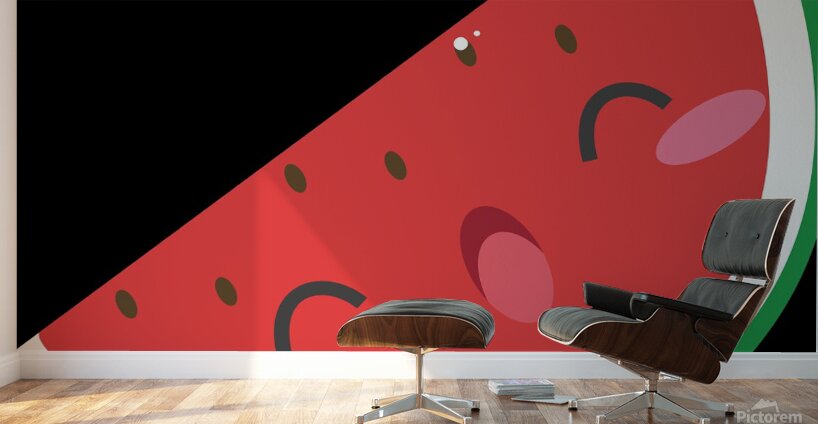 fruit watermelon cute kawaii healthy seeds face.j Wall Murals