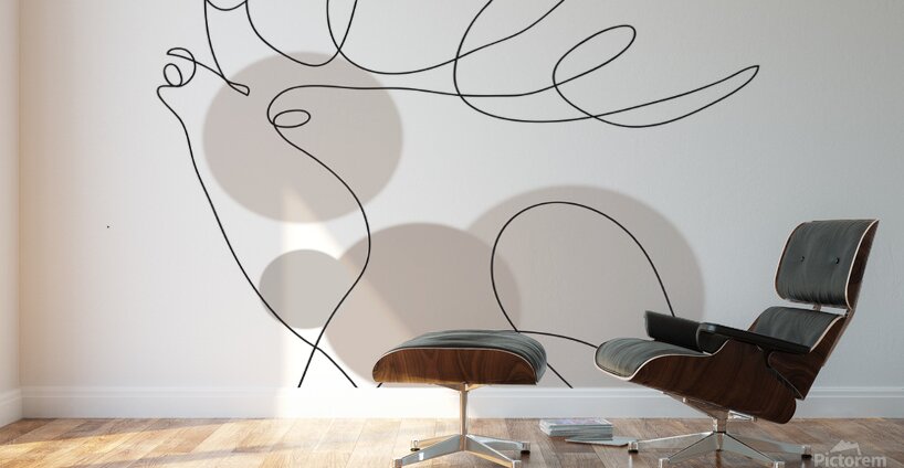 deer fallow deer boho antlers stately drawing rut Wall Murals