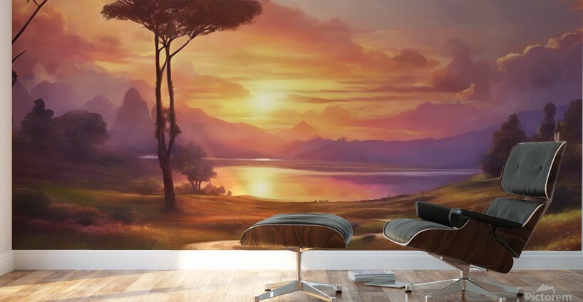 0 A natural picture at sunset with charming color Wall Murals