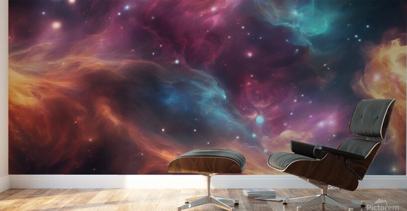 Glowing nebula of vibrant gas and celestial dust  Wall Murals