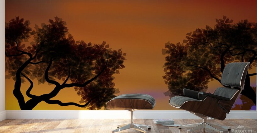 landscape illustration elephants animals africa s Wall Murals