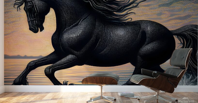 Black Horse On The Beach Wall Murals