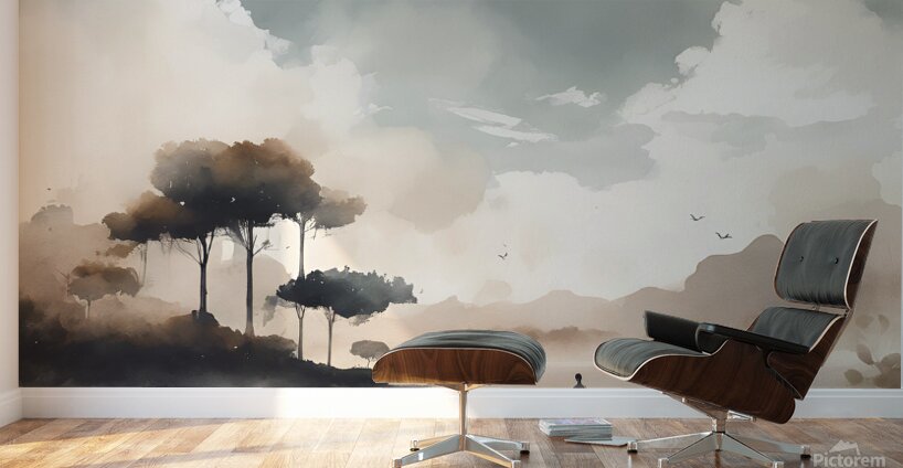 aesthetic tone watercolor minimalistic nature Wall Murals