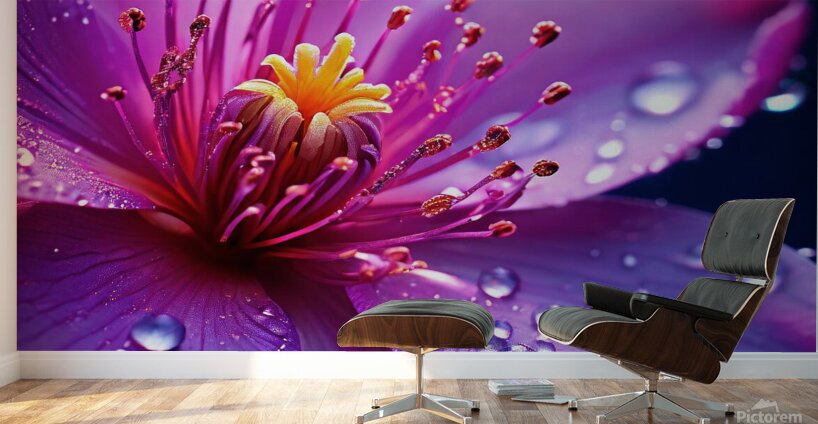 A Close-Up of a Radiant Purple Flower Blooming in the Soft Glow of Morning Light 7 Wall Murals