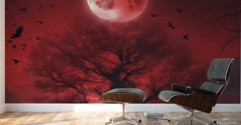  picture in which the moon is red Wall Murals