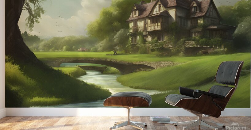 A painting of the beautiful time in the countryside Wall Murals