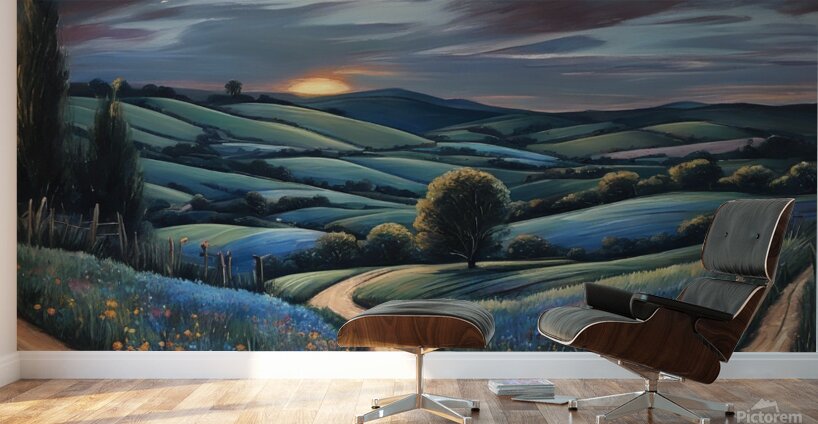 A tranquil countryside scene at golden hou Wall Murals