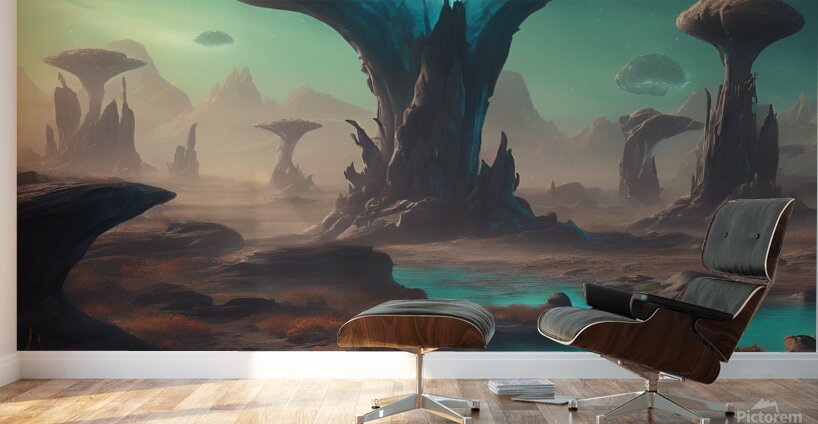 0 Illustrate an otherworldly alien landscape with Wall Murals