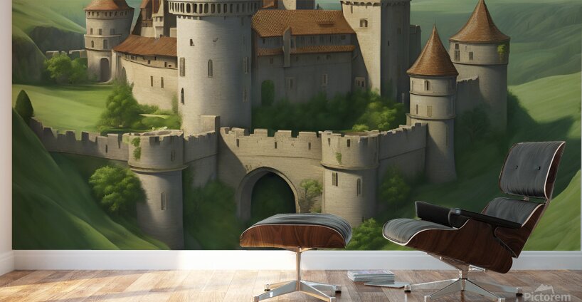 Medieval castle on a cliff Wall Murals