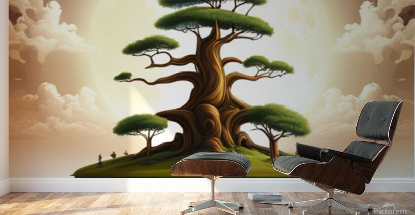 Wieco Art Extra Large Cloud Tree Abstract Landscape Canvas Print Set Wall Murals