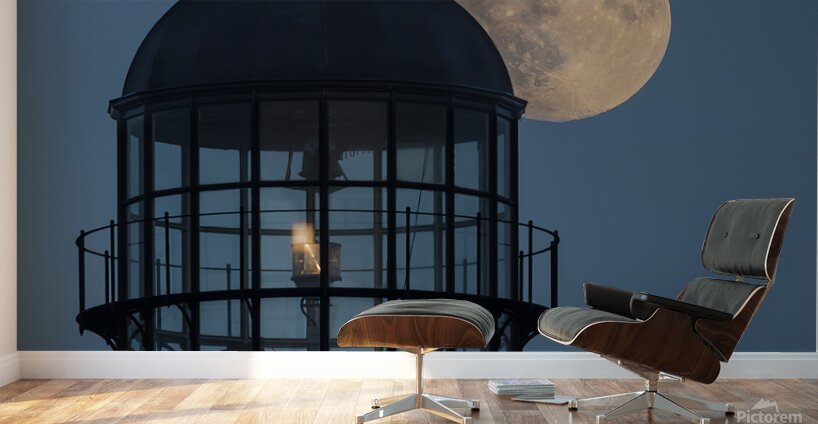 Montauk Light Lamproom Moonrise 1 Wall Murals