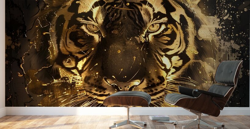 Tiger  Golden Glow 1 Wall Murals
