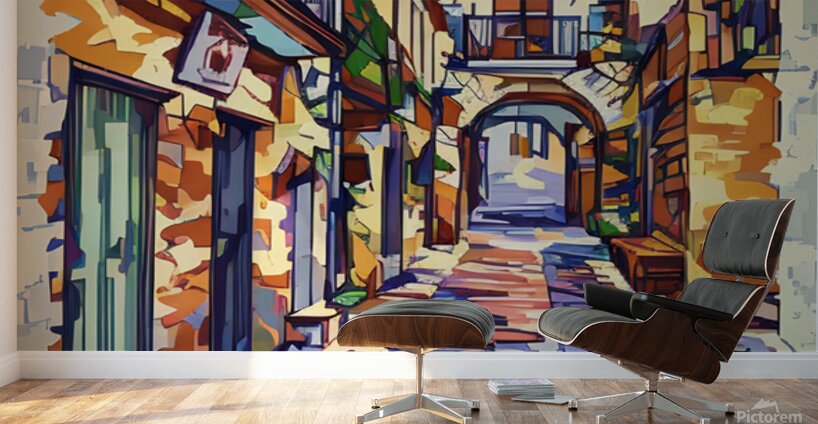 ArtXcl 041 narrow cobblestone street  Wall Murals