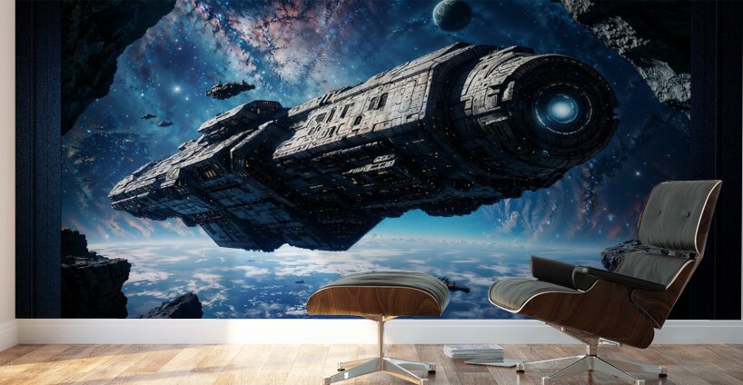 The Plavien Explorer Fleet Astonishting AI Concept Sci-Fi Art by Xzendor7 Wall Murals