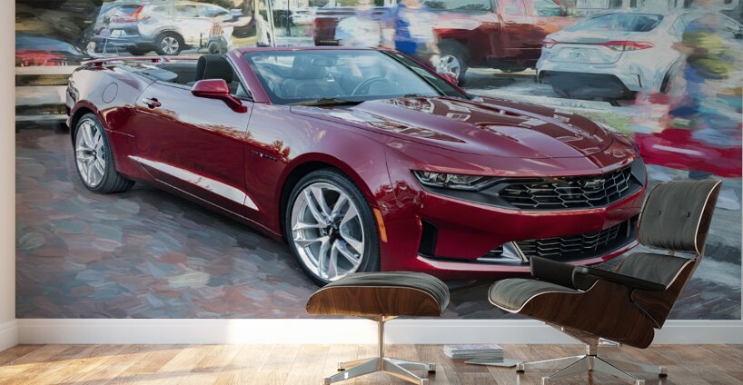 2023 Red Chevrolet Camaro Convertible X 2 Wall Murals