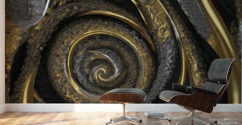 Elegance in Time: Mystical Gold Black and Silver Time Piece Collection 1 Wall Murals