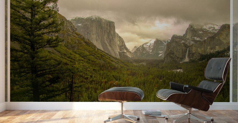 Bordered Yosemite Tunnel View Wall Murals