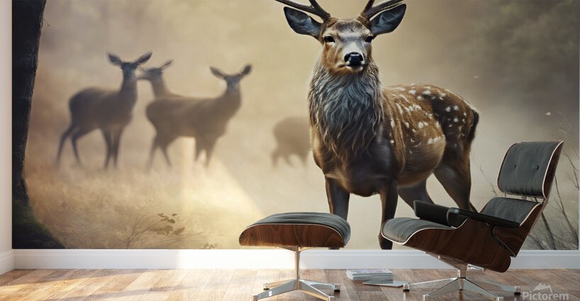 a deer. An expression of the freedom of animals and the beauty of nature. Wall Murals