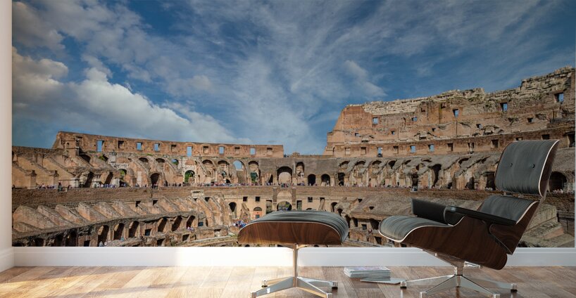 Roman Coloseum with Many Tourist Wall Murals