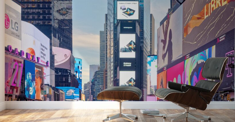 Walking Through Times Square at Dusk Wall Murals