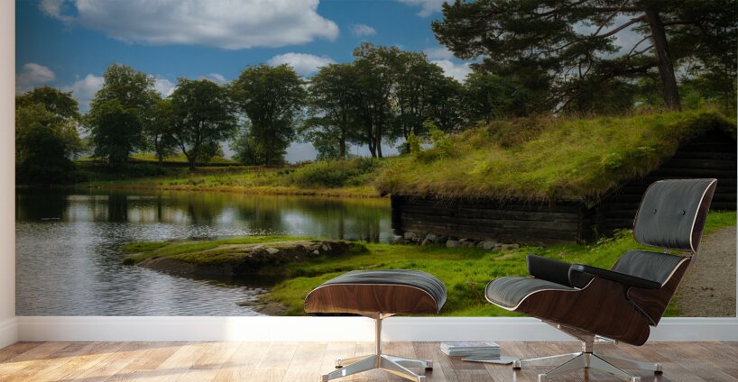 Sod Covered Homes in Sunnmore Museum in Alesund Norway Wall Murals