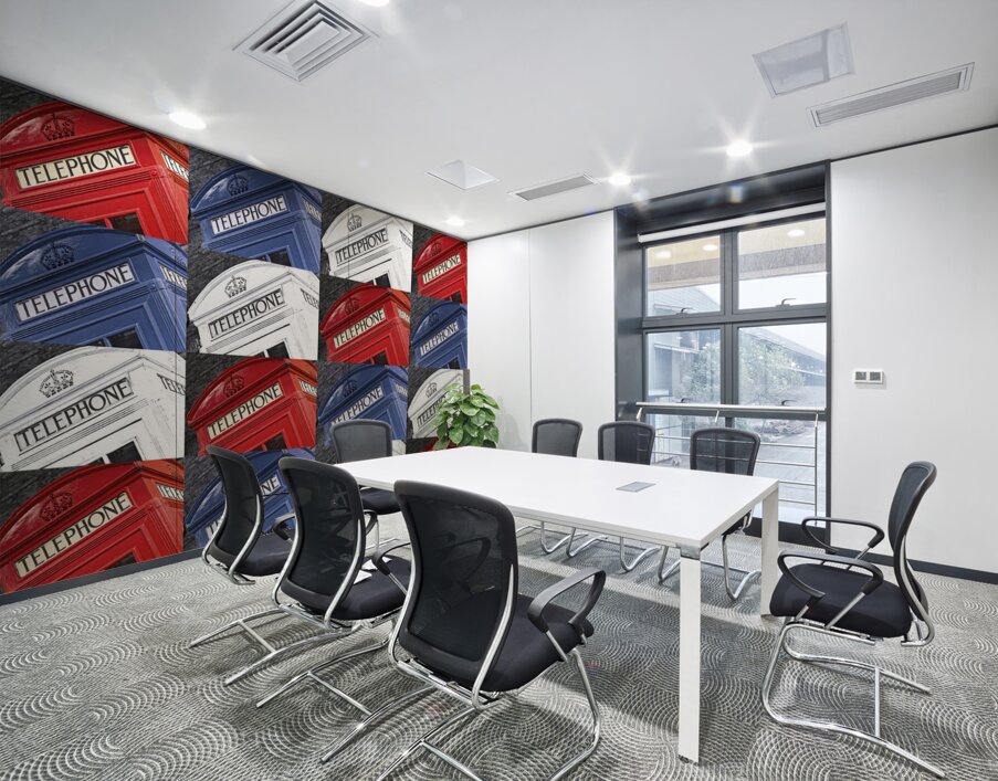 Multi-Coloured Telephone Boxes Wall Printing