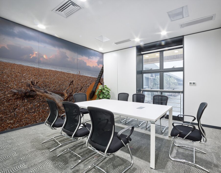 Guitar Serenade on the Beach Square Wall Printing