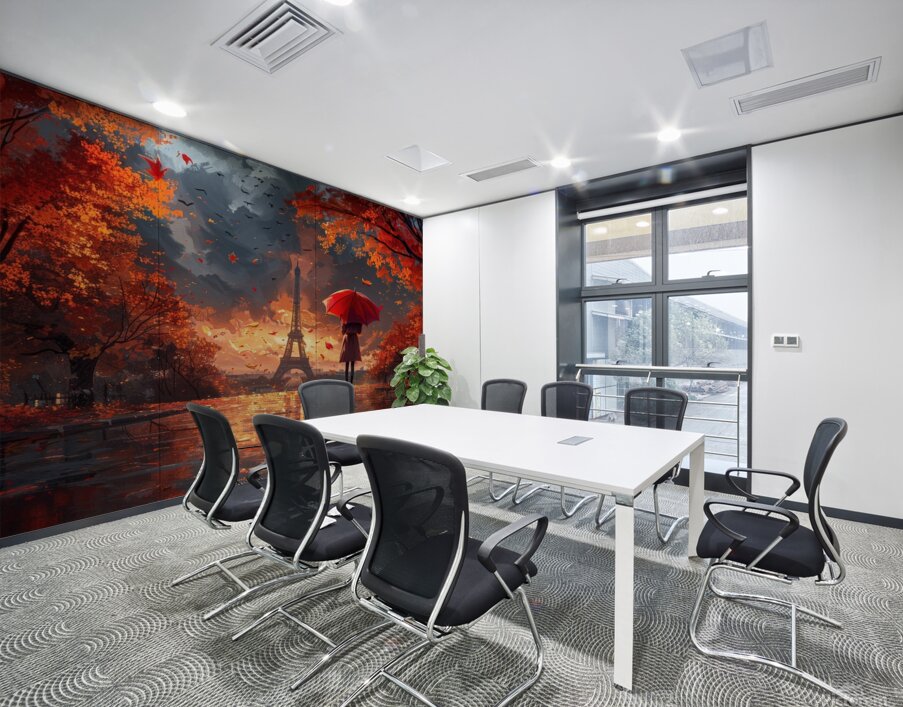 Autumn Serenity by the Eiffel Tower Wall Printing