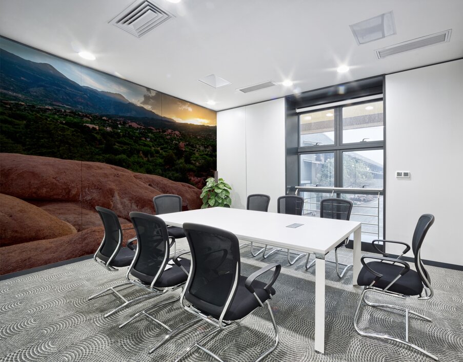 Feet On The Mountain Ledge At Sunset Wall Printing