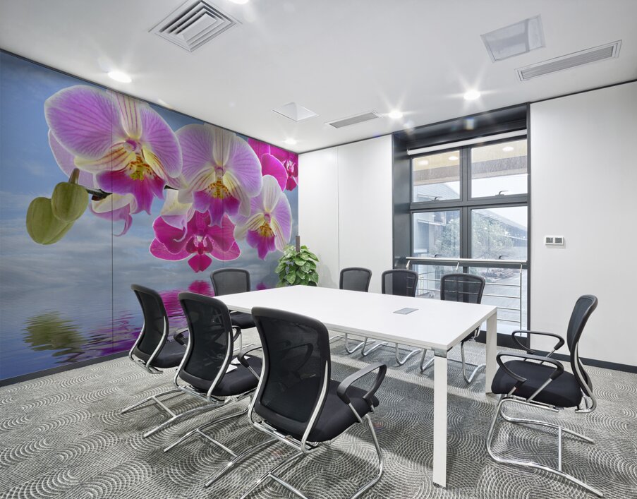 Colorful Purple Pink Orchid Spa Wall Printing