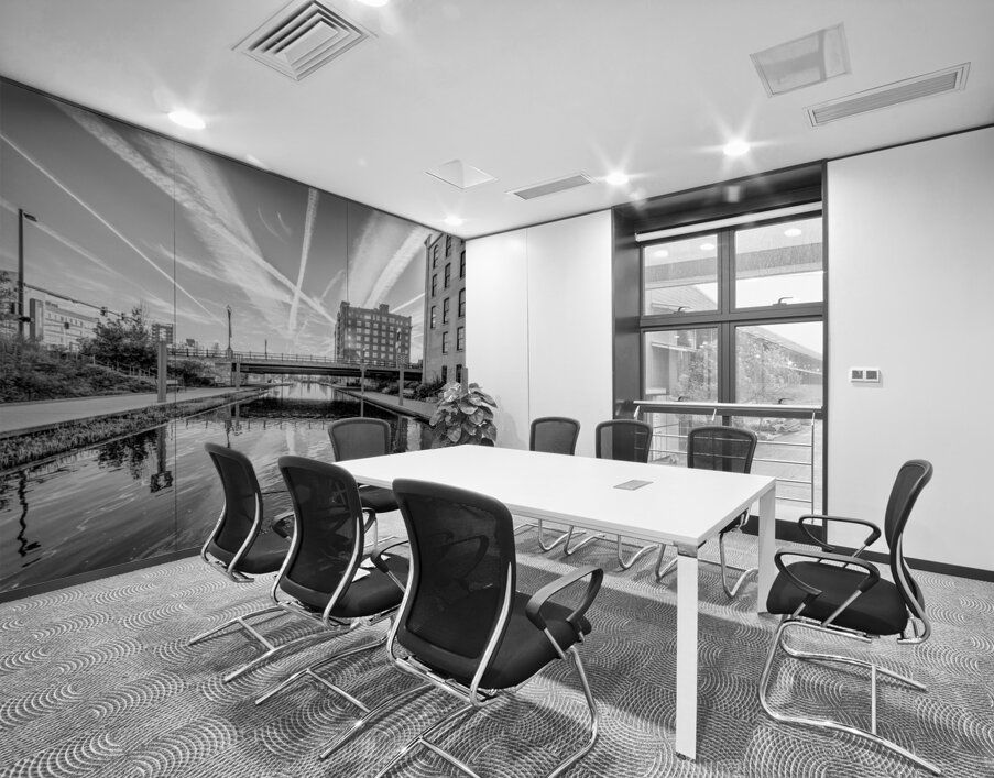 Gene Leahy Mall Lake Morning Grayscale Wall Printing