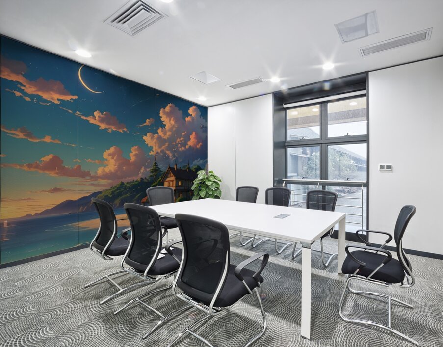 Residential area overlooking sunset clouds scaly Wall Printing