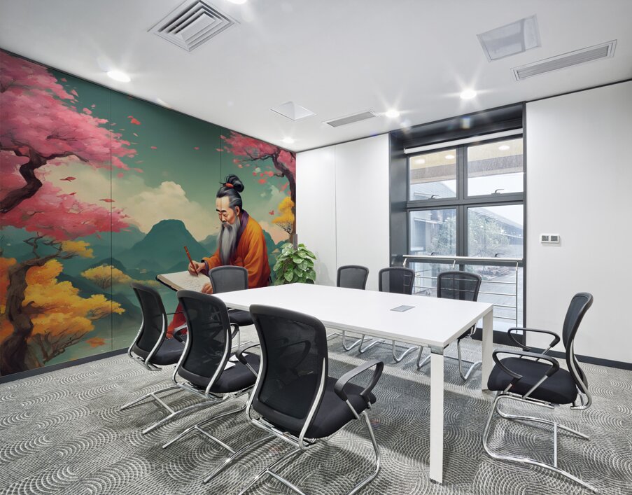 0 A Chinese philosopher sits and writes his color Wall Printing