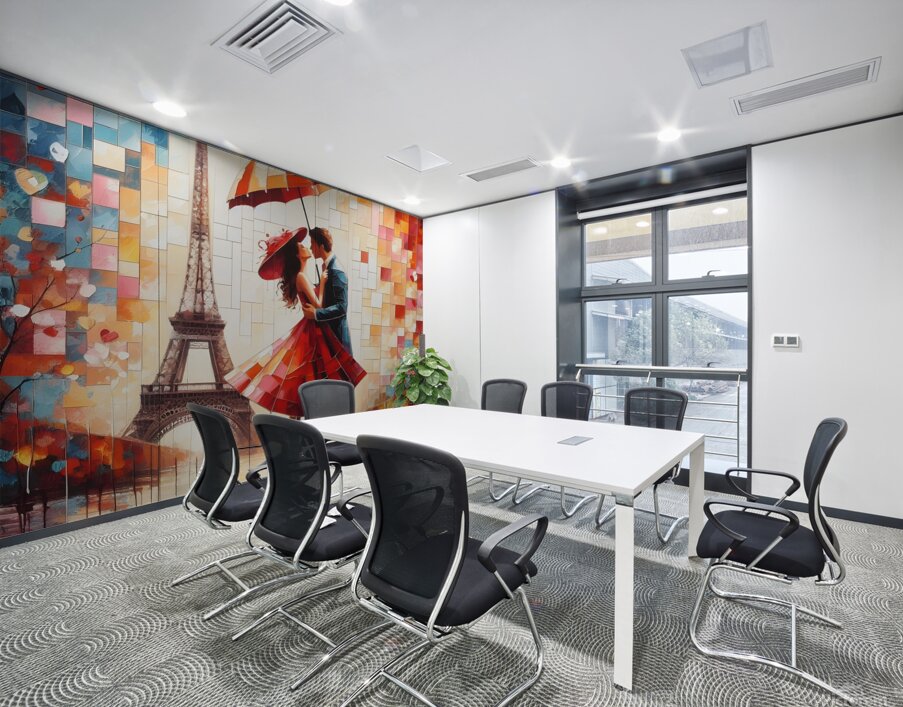 Romantic Couple Scene In France Nights Wall Printing