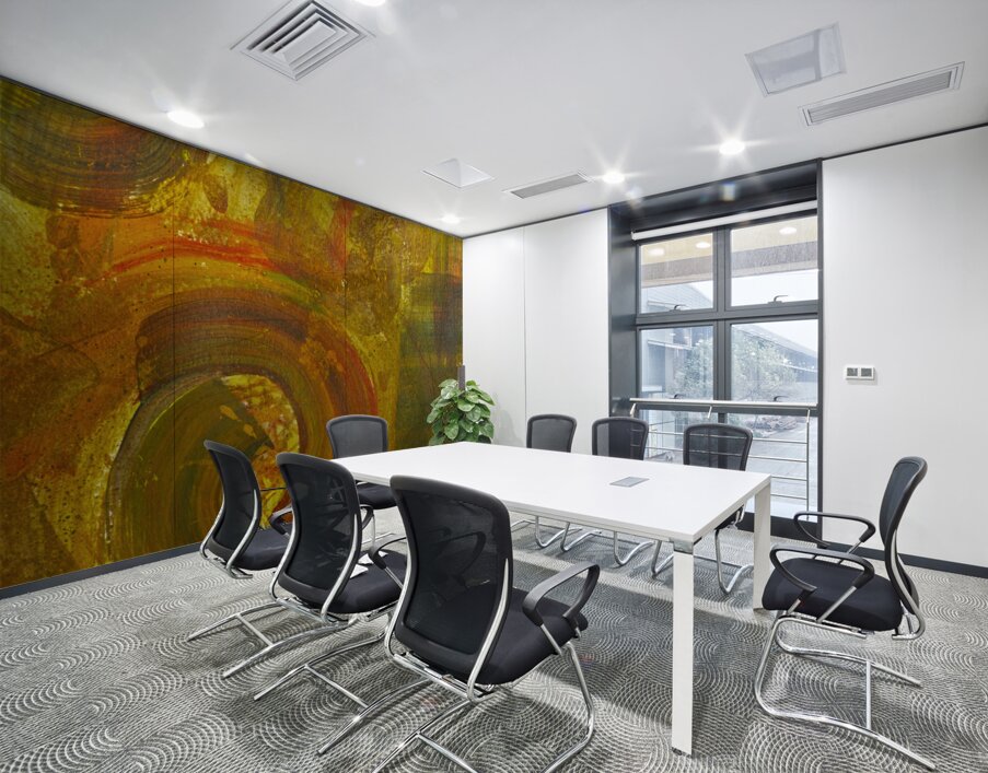 CONTENTMENT Abstract in Warm Yellow and Red   20240315 Wall Printing