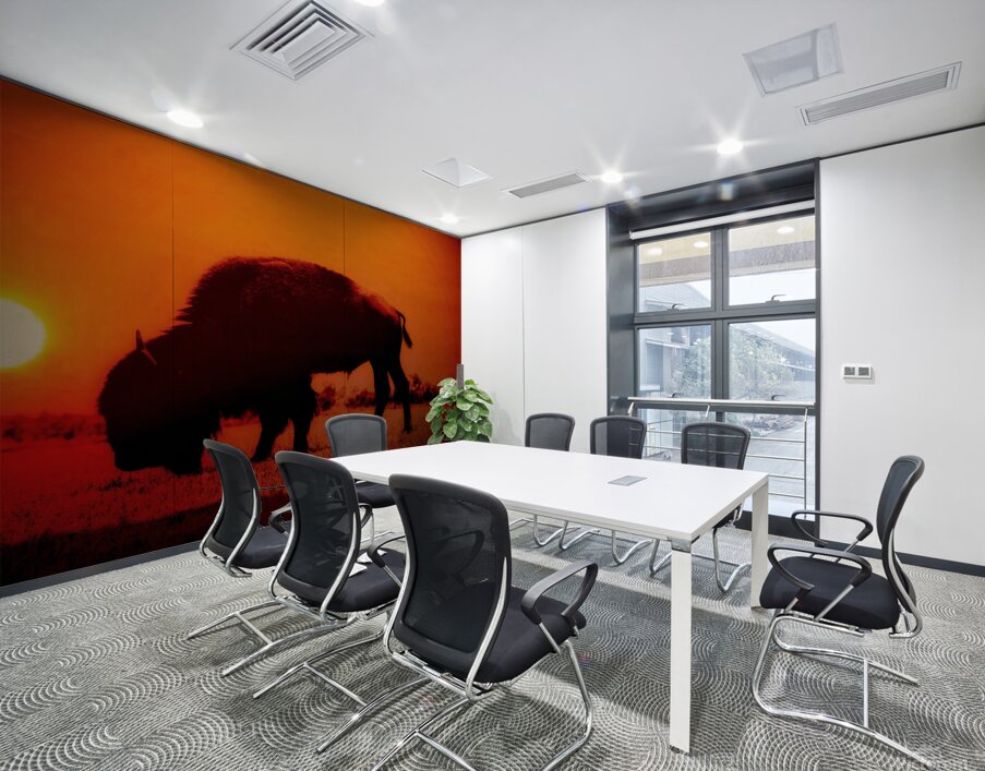 Orange Bison Sunset Wall Printing