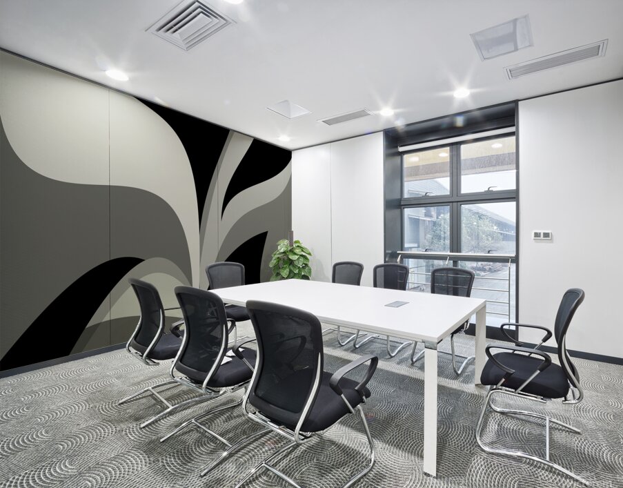 Black and Gray Abstract Swirls Wall Printing