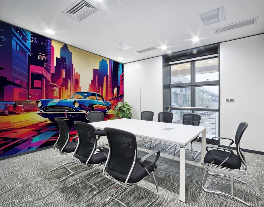 Retro Cityscape Wall Printing