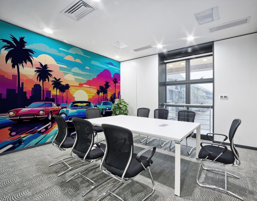 Retro Sunset Pursuit Wall Printing