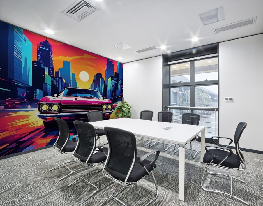 Zooming through the city streets Wall Printing