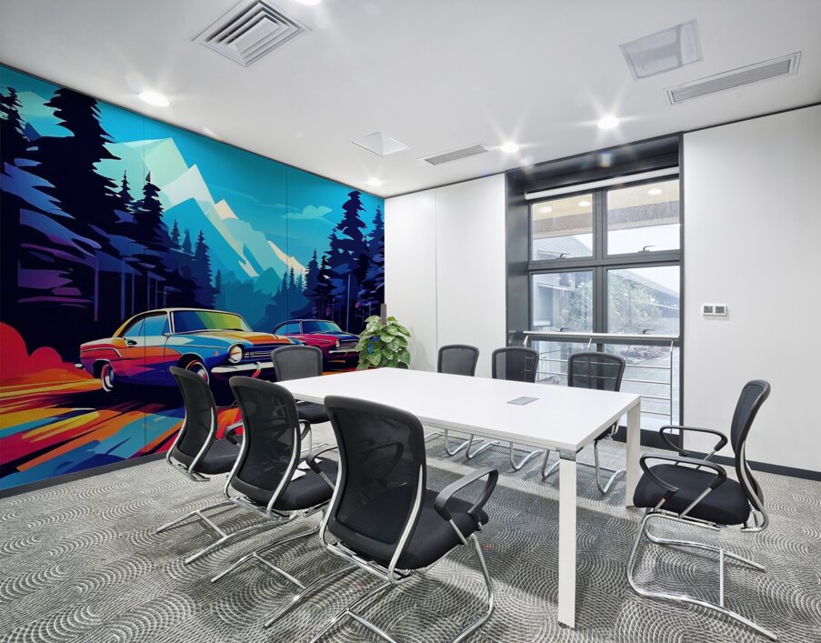 Retro Rush: Neon Highway Escape Wall Printing