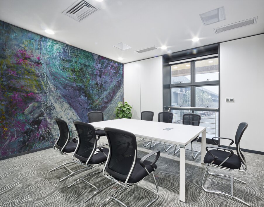 Blue Grey Heart Abstract Wall Printing