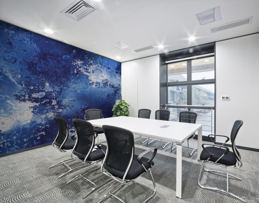 Abstract blue painting. Abstract blue paint grunge background. Wall Printing