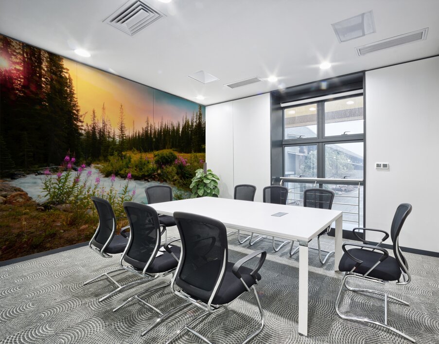 Lake Moraine Wildflowers Sunset Wall Printing