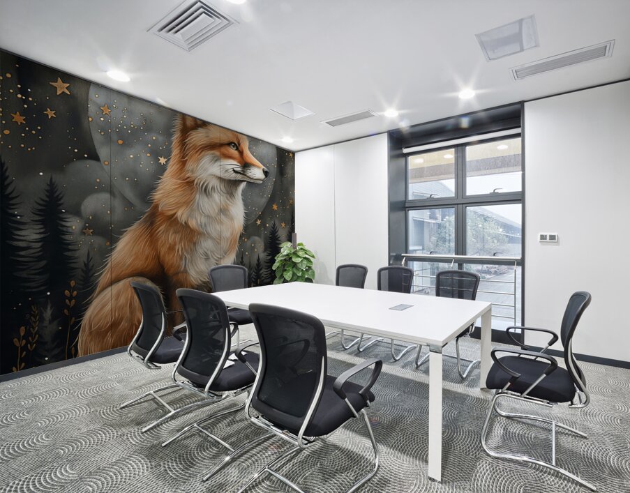 Whimsical Regal Red Fox in Mystic Moonlight Wall Printing