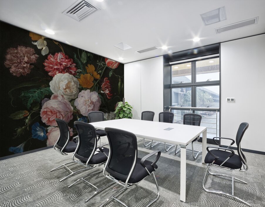 Still Life with Flowers in a Glass Vase by Jan Davidsz. de Heem Wall Printing
