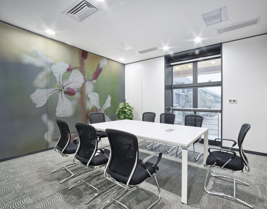 Arugula Flower Duo with Raindrops Wall Printing