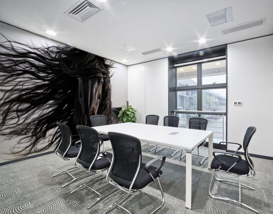 Friesian Black Horse - Mane Attraction Wall Printing