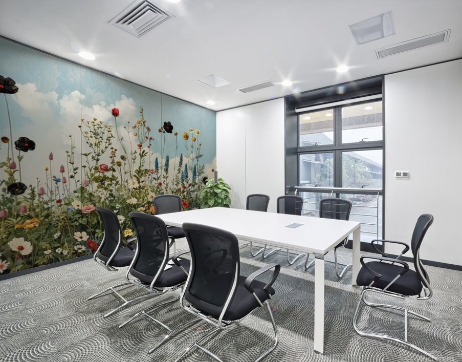 Blue Sky Flower Garden Wall Printing