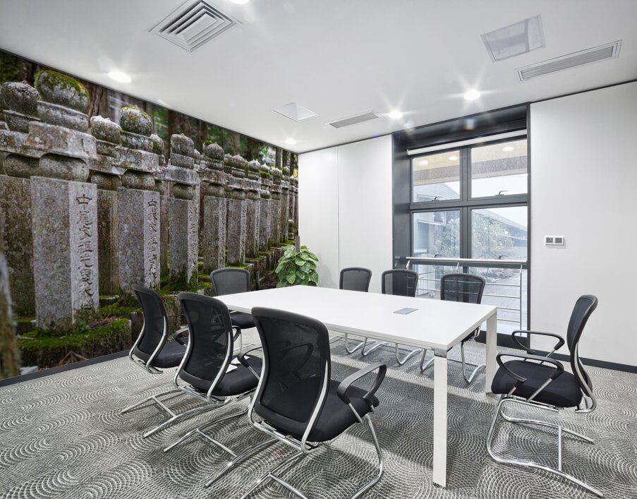 stone memorial stones inside the Okunoin background Wall Printing